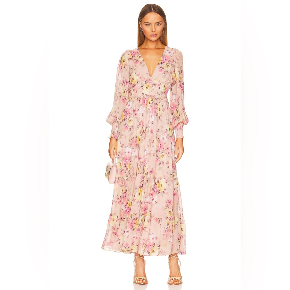 Yumi Kim New Day Floral Blush Long Sleeve Maxi dress